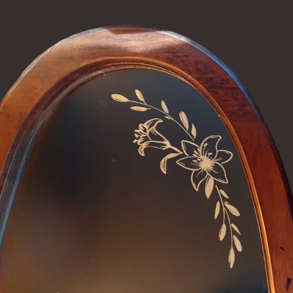 miroir gravure fleur branche